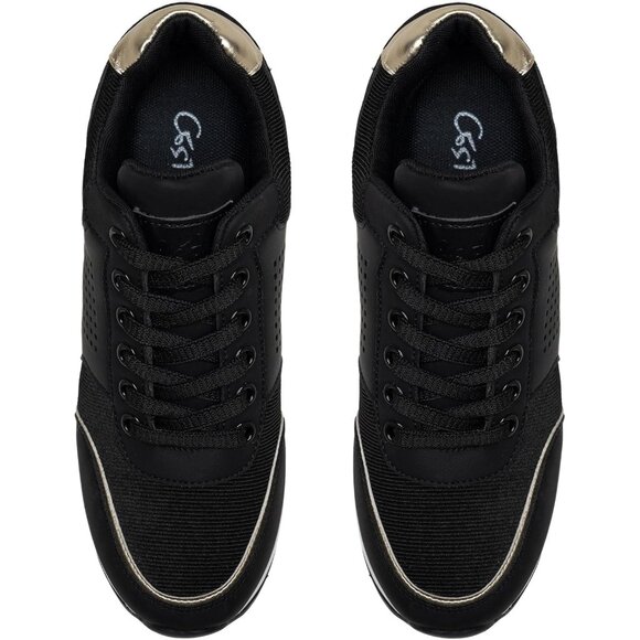 Cestfini Women Black Wedge High Heeld Lace Up Daily Wear Sneaker for Casual - Picture 5 of 7